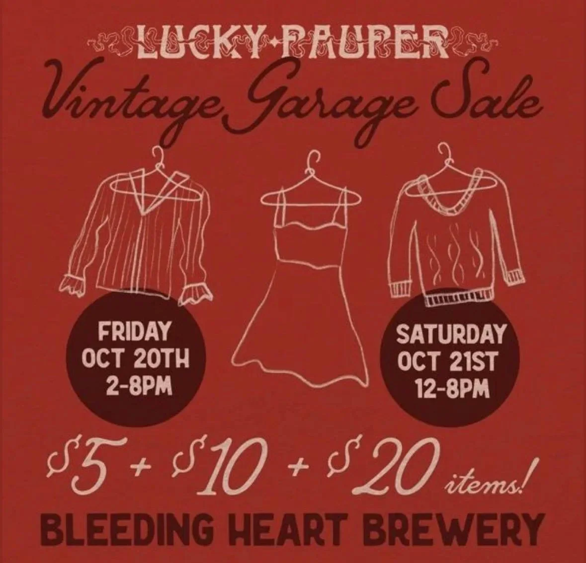 Lucky Pauper Vintage Garage Sale at Bleeding Heart Brewery event artwork